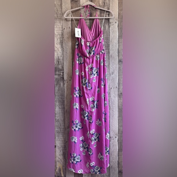Pink Lily Infinite Love Purple Floral Maxi Wrap Dress Size Small - Picture 5 of 12